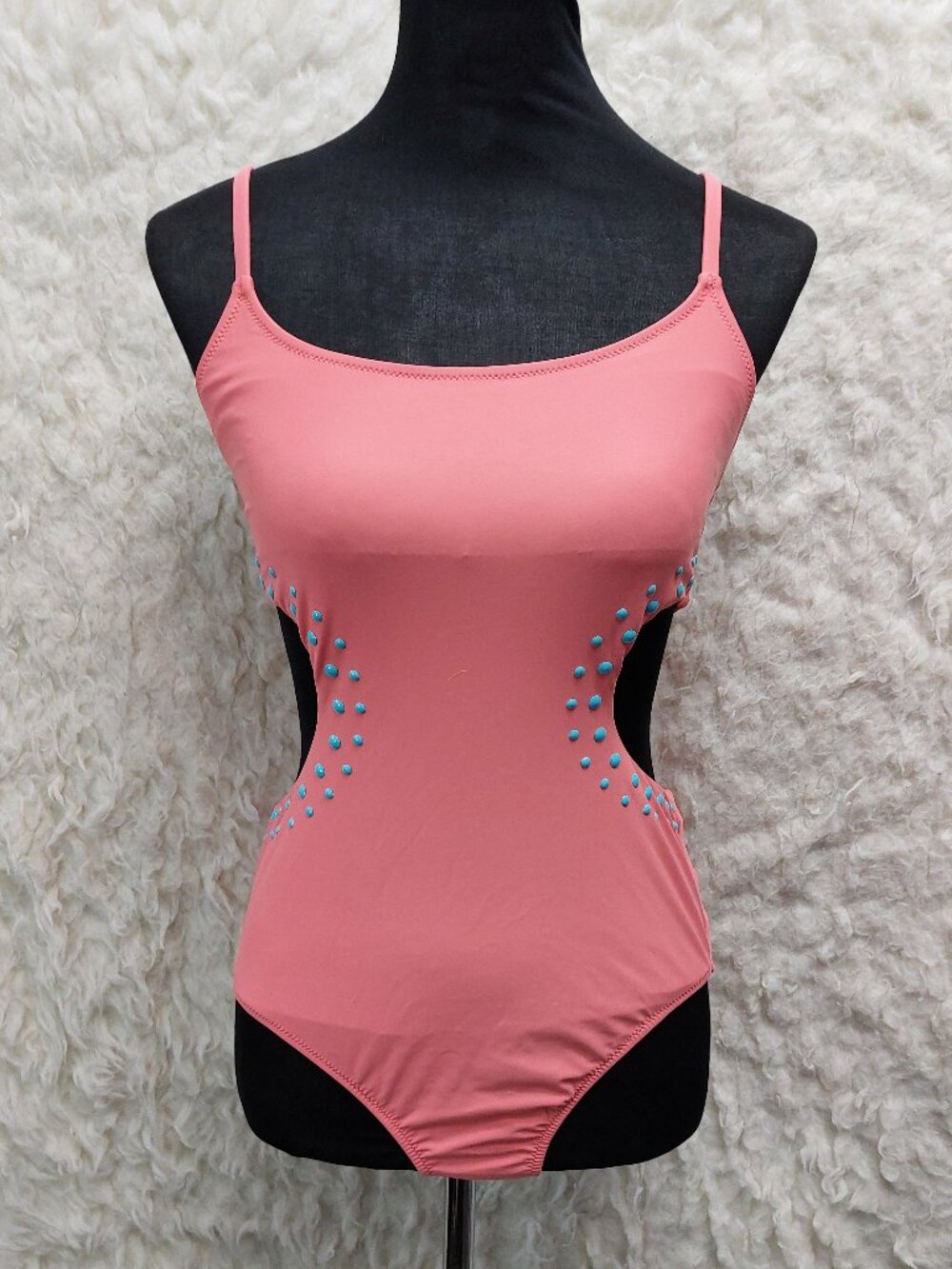 Aerie One Piece Cut Spicy Coral Out Full Coverage Swimsuit UPF 50 Size M
